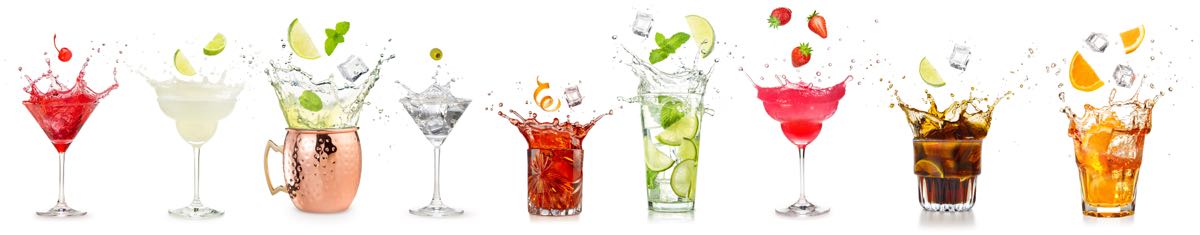 set of splashing cocktail glasses